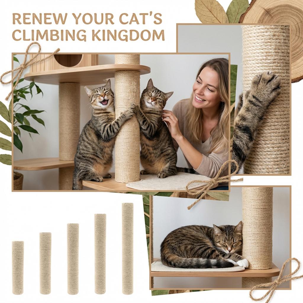 Premium Sisal Cats Scratching Post Refill - DIY Replacement For Cats Trees & Cages, Furniture & Keep Kittens Happy