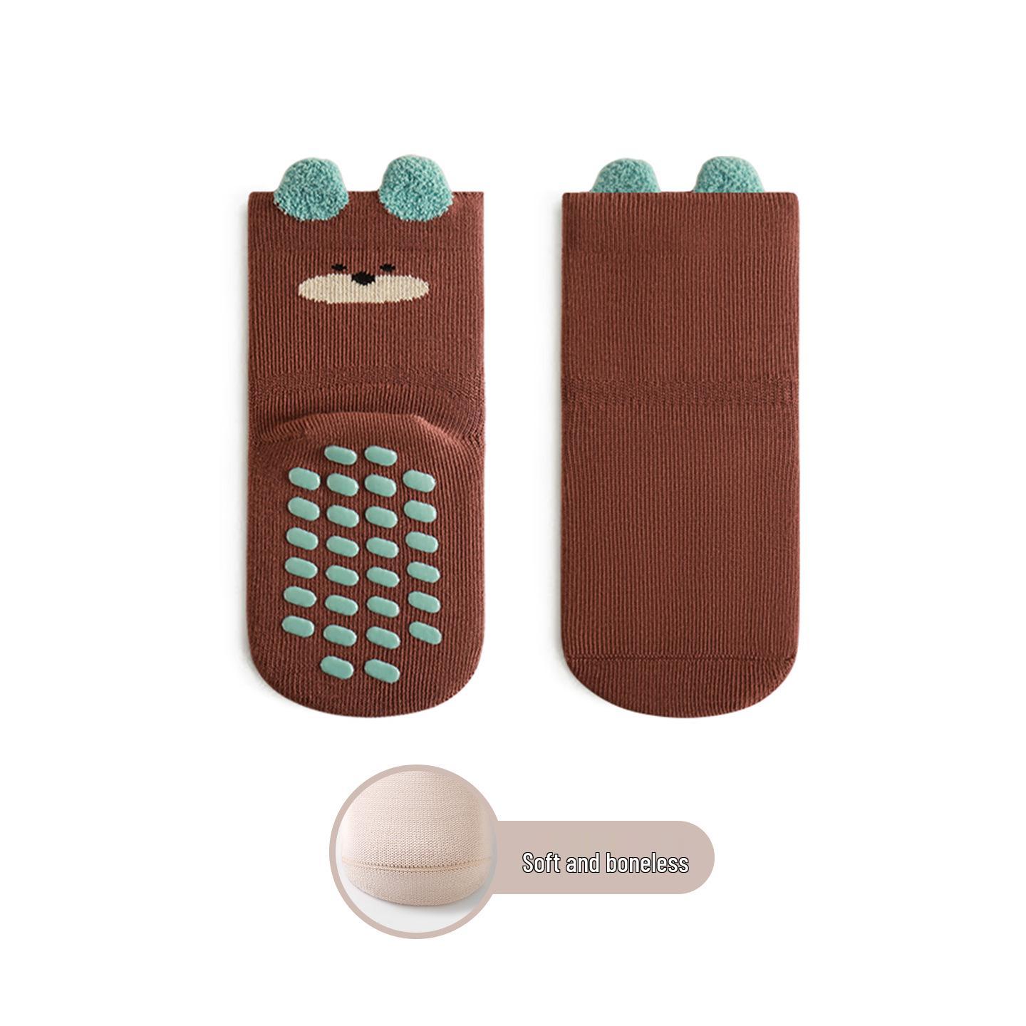 

Нескользящие хлопковые носки средней длины для младенцев и детей - Бесшовный дизайн для осени и зимы 1-3 years M (recommended foot length 11-13cm) красный/коричневый