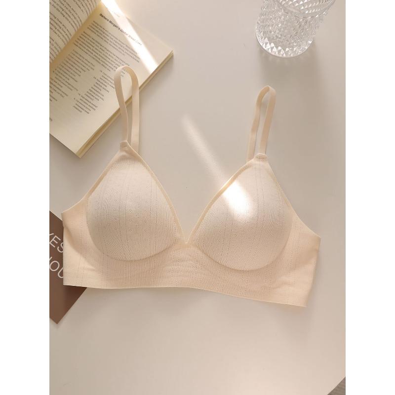 Girl conceived floral polka dot soufflé breathable triangle cup underwear without steel ring gathering comfortable anti-sagging bra