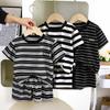 2Pcs/set Striped Casual Sports Short Sleeve +Short Pants Set Summer Children's Top and Bottom Clothes Set