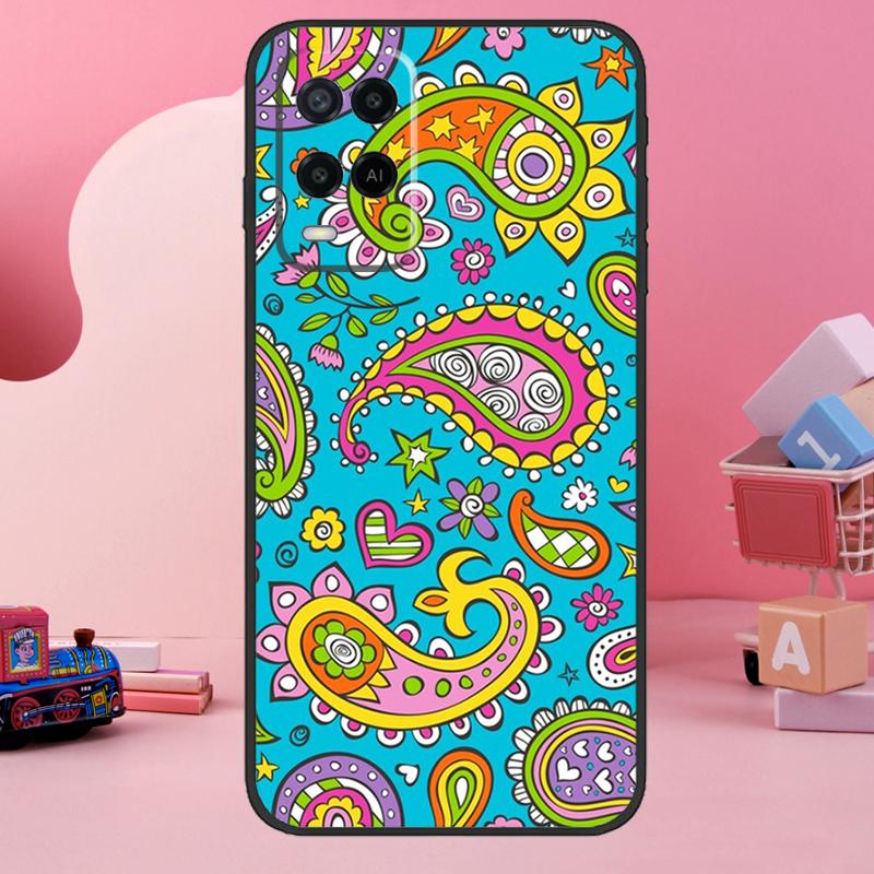 Paisley Pattern Case For Oppo A74 A94 A54 A17 A57 A77 A76 A16 A96 A18 A60 A80 A40 A38 A58 A78 A98 A15 A5 Pro