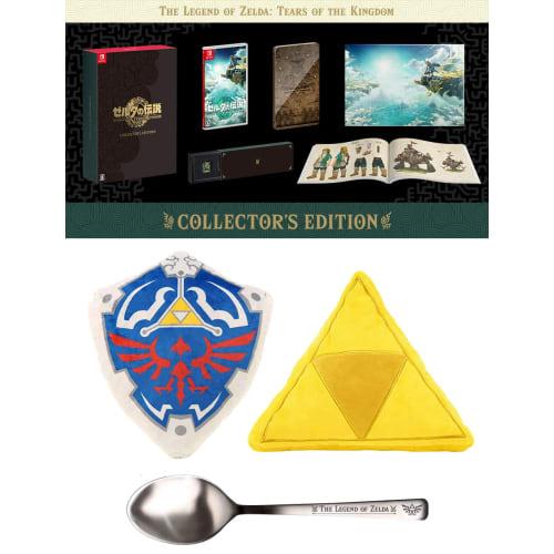 

[delivered in original shipping box] the legend of zelda: tears of the kingdom collectors edition -switch + plush cushion hylian shield & triforce se