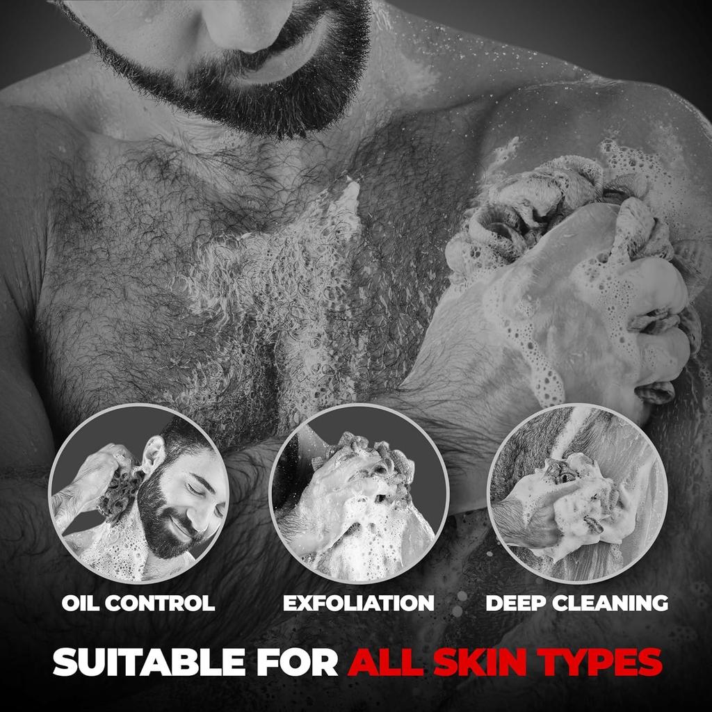 Beardo Power Scrub Loofah Set Charcoal Infused Mesh Body Scrubber Exfoliator For Deep Clean Bath Pack Of 2 70 G