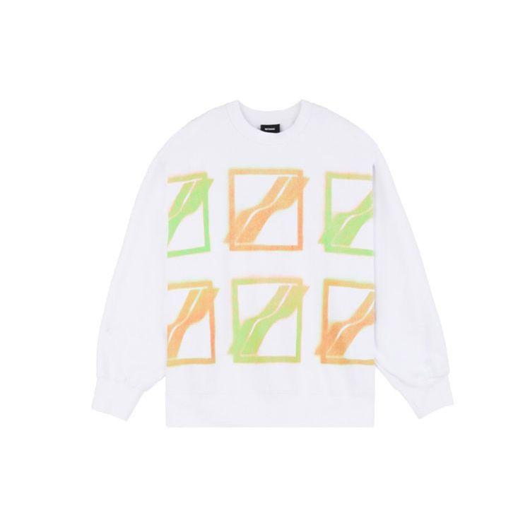 We11done Ss21 Logo All Over Print Pullover Sweatshirt Unisex sweatshirt White WD-TS1-21-510-U-WH