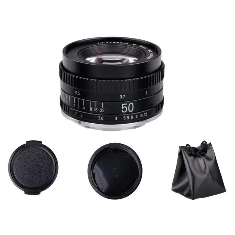 

Объектив камеры 50 мм F1.7 Металлический Стандартный Прайм с большой апертурой Полнокадровый Портретный Объектив с ручной фокусировкой для Canon EOS M42 Nikon Camera Canon EF