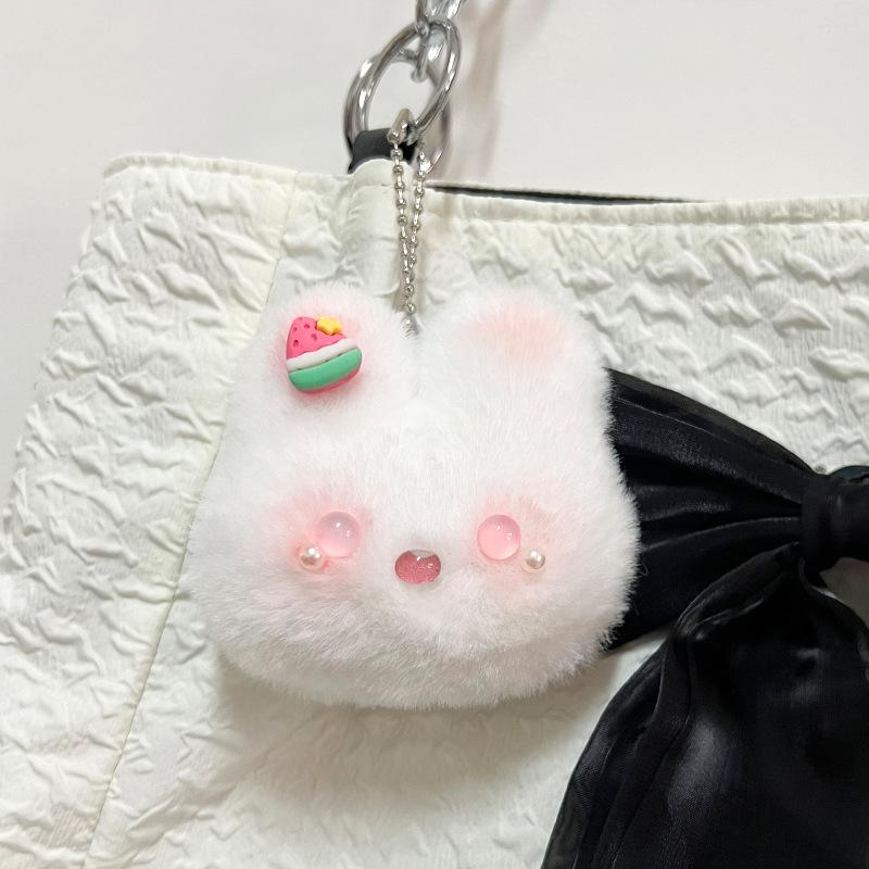 

Сделанная своими руками кукла-кролик с нагрудником, самодельный набор материалов, сшитый плюшевый кулон-кролик, который будет пищать 12cm