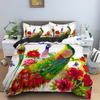 Peacock Duvet Cover King Queen Size Hummingbird Dragonfly Bedding Set Flowers Birds Quilt Cover Floral Animals Comforter Cover