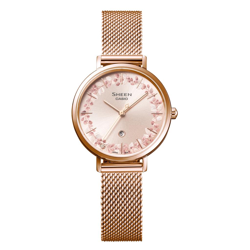 Casio Sheen Women's Stainless Steel 50M Water Resistant Analog Quartz Watch SHE-4539FPM-4A