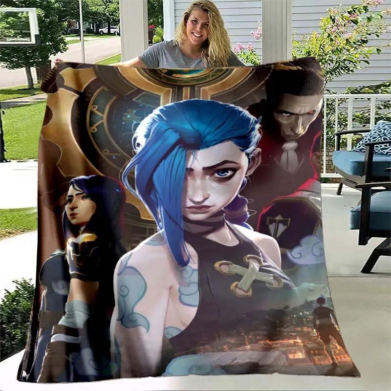 Arcane Throw Blanket Lol League of Legends Soft Cover Lightweight Warm Anime Cartoon Game Flannel Blanket for Kids' Room Bedroom
