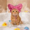 Waterproof Cat Bath Shower Cap Comfortable Elastic Headgear Pet Heart Shape Bathing Ear Cover Ear Protection Reusable