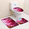 3D Christmas Bathroom Toilet Three-Piece Floor Mat Doormat Bathroom Carpet