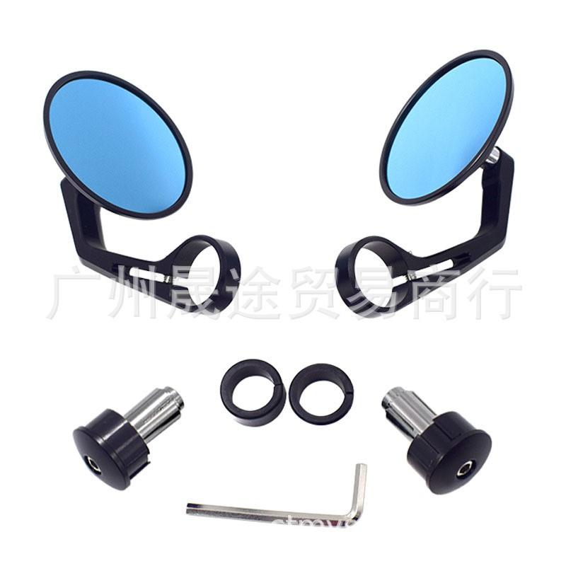 CNC Aluminum Motorcycle Rearview Mirror Scooter Bike Handlebar End Mount Black Round Vintage Style