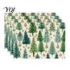 Linen Placemat Set 4Pcs Christmas Set, Cartoon Snowman Gingerbread Gnome Table Heat Insulation Pads Mat, Resistant Place Mat for Holiday Party
