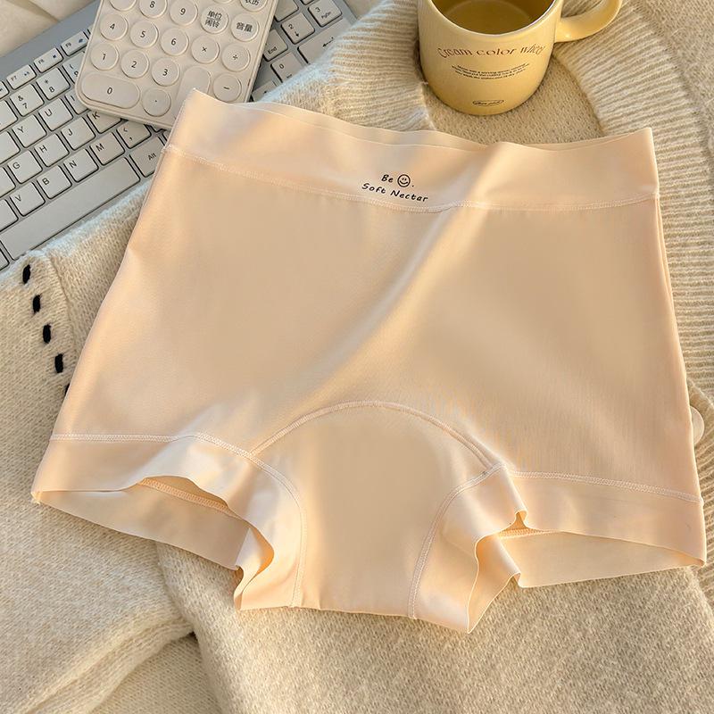 Women's Ice Silk Seamless Mid-Waist Boxer Briefs with Antibacterial Cotton Crotch, Breathable and Extended Fit.