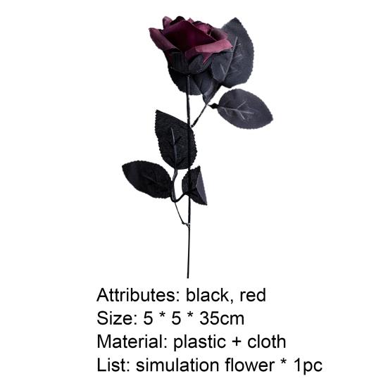 Sztuczny Kwiat Piękny Realistyczny Ładnie Wyglądający Symulacja Czarna Czerwona Róża Dekoracyjny Syntetyczny Kwiat