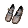 Versatile Square Head Temperament Commuting Mary Jane Shoes Women's Autumn New Retro Single Shoes Flat-soled Small Leather Shoes
