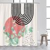 Mid Century Minimalist Abstract Shower Curtain Abstract Contracted Modern Art Sun Green Leaves Bathroom Fabric Curtain Decor