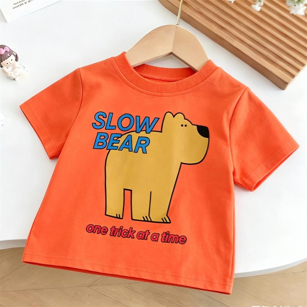 Kids Short-sleeved Tops Outer Wear Toddler Cartoon Printed T Shirt Summer Clothing Toddler Lovely Cotton Round Neck Base Shirt