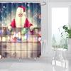 Merry Christmas Shower Curtains New Year Santa Bathroom Decor Bath Curtain Cartoon Snowman Elk Bath Bathroom Curtains