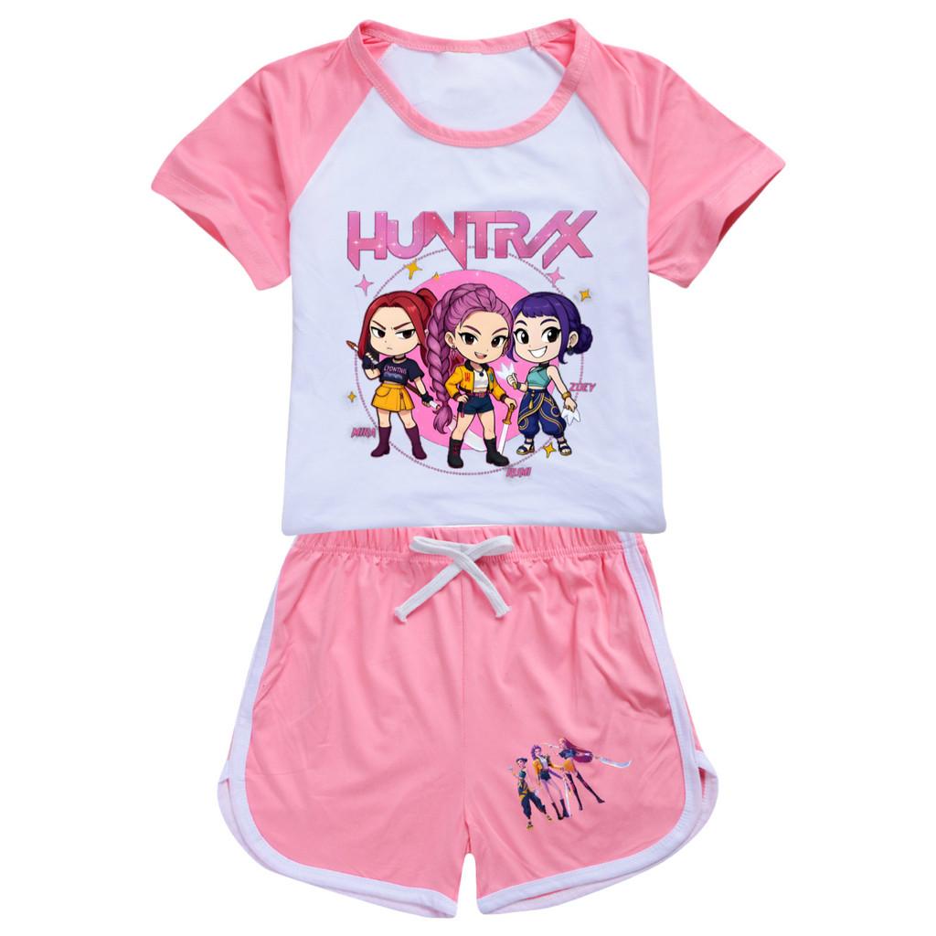 5033 Kids Girls POP Rumi Zoey Mira Print T-shirt Shorts Sport Tracksuit Clothes Set