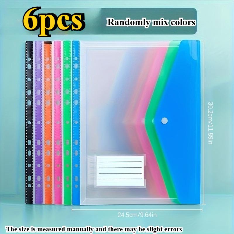 12/6pcs A4 Expanding File Folders with Push-Button 11-Ring Binder Pockets-Binder Organizers for School,Office,Home Organization