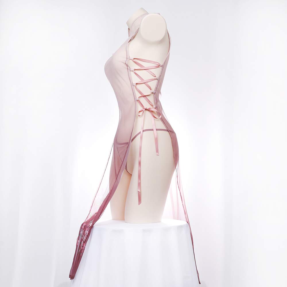 Sexy Chinese Cosplay Baby Doll Chinese Dress Style Chinese Clothes Pajamas Cute Floral Pattern Lingerie Sheer Slip See Through Transparent One Size