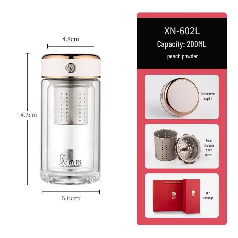 Heenoor Portable Double-Layer Glass Cup
