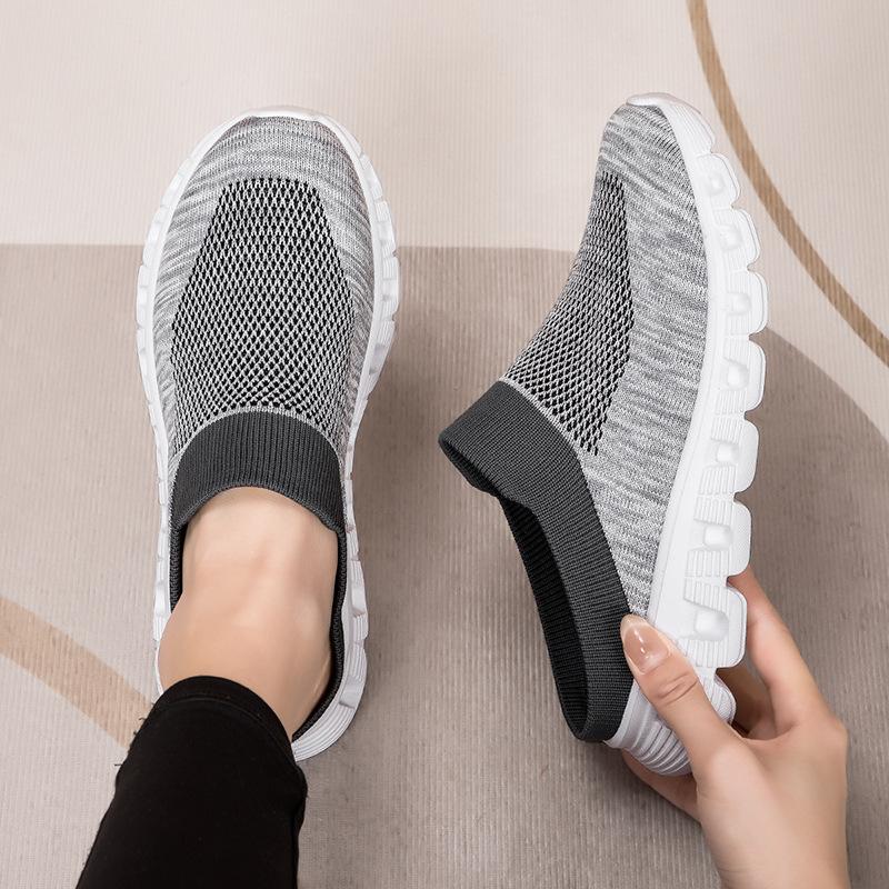 Home Men's and Women's Trendy Shoes plus Size Couple's Lightweight Breathable Fly-Knit Socks Shoes Sports Casual Shoes