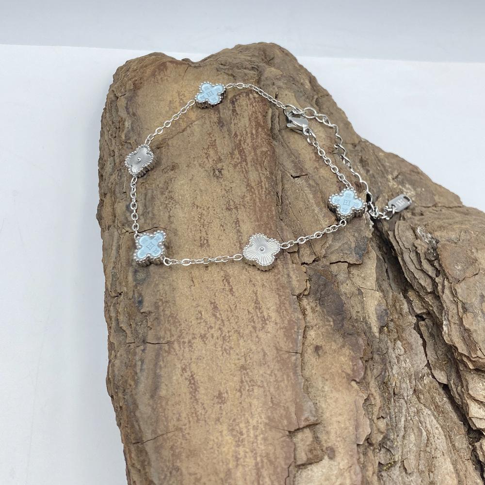 9MM Titanium Steel Clover Between Batch Flower 5 Flower Bracelet Star Pattern Lucky Clover Bracelet