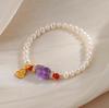 Natural pearl bracelet, national style gourd pendant bracelet, Pixiu amethyst beaded jewelry.