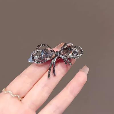 Crystal Bow Hair Clip for Woman Summer Hair Claw Fashionable Duckbill Hair Clip Alloy Hair Accessories