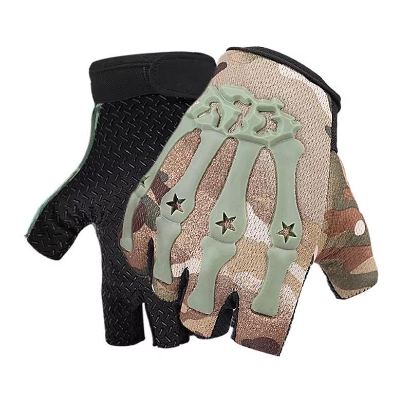 

Tactical gloves half finger non-slip and anti-drop outdoor riding half finger men s palm breathable bone design sports glo Practical Use average size желтый камуфляж