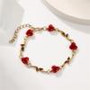 Fashion New Vintage French Zirconia Elegant Rose Bracelet for Women Personality Temperament Alloy Material Red Rose Bracelets