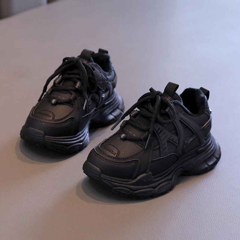 Girls Shoes Children's Sports Dad Shoes Spring and Autumn New Autumn and Winter Lightweight Older Children's Velvet Two Cotton Shoes