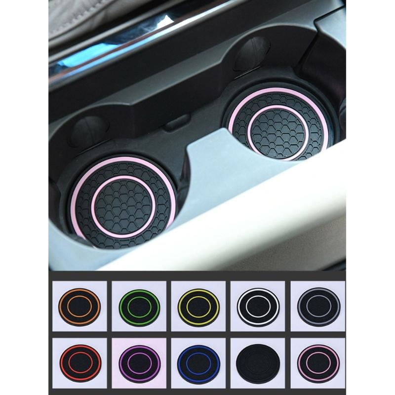 Car Water Cup Holder Pad Honeycomb Texture Embeded Non Slip Mat Universal Automotive Bottle Holder Insert Mat 2.75in