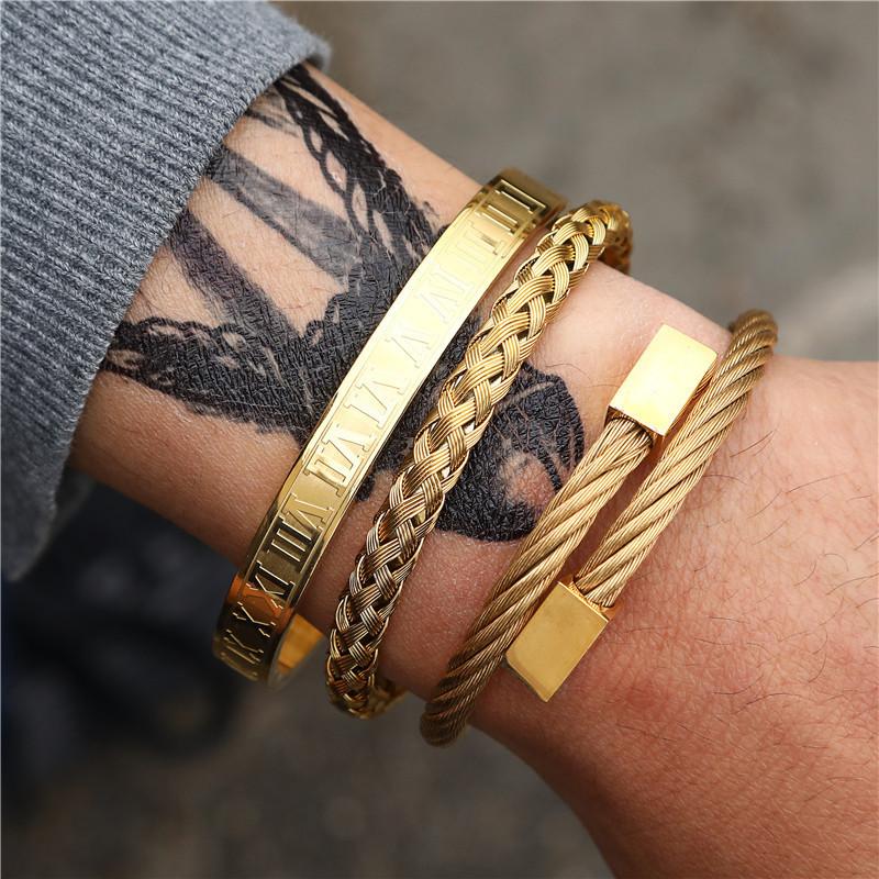 Geometrisches Offenes Armreif aus Titanstahl für Herren und Damen Trendiger Schmuck Geschenk für Reisen