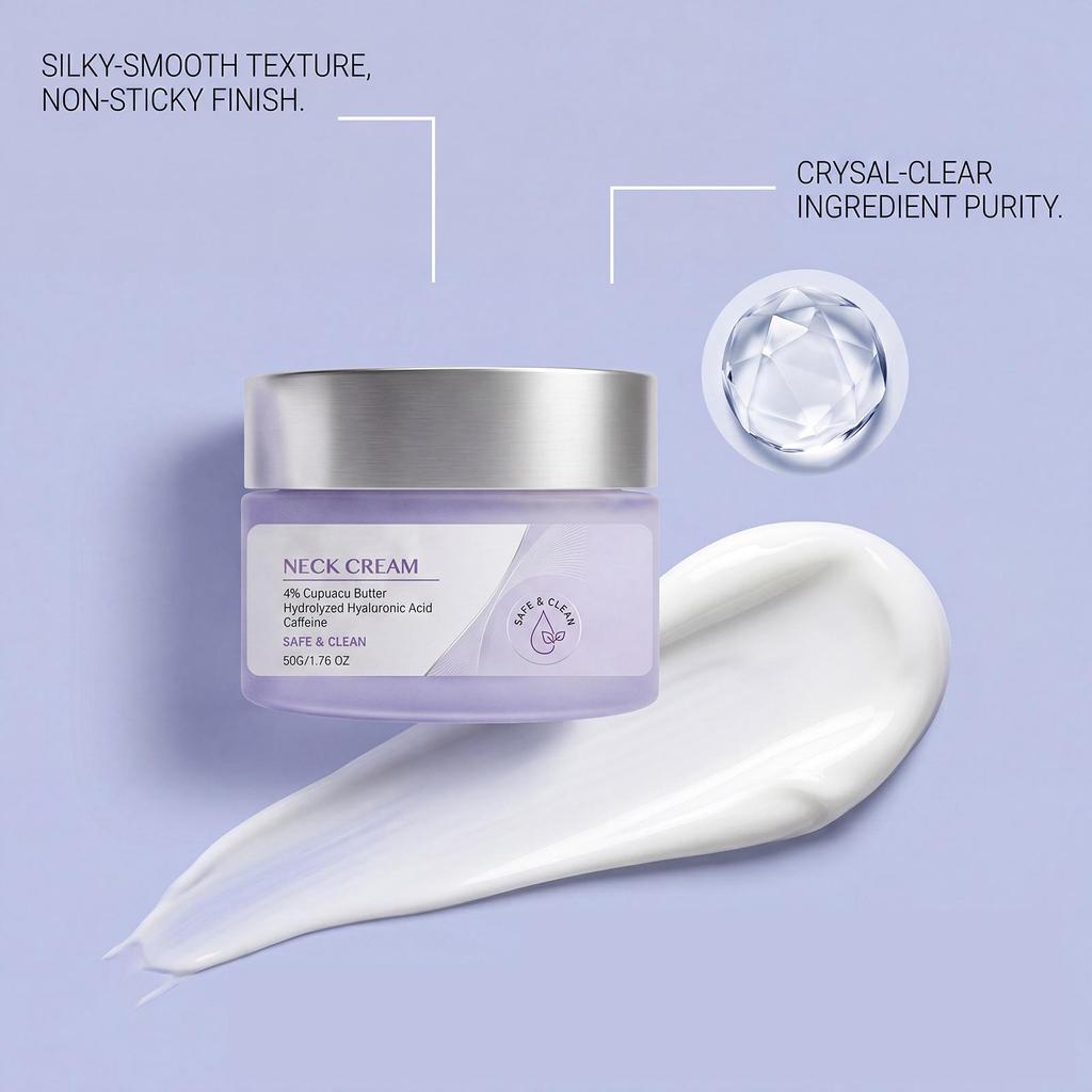Crème hydratante pour le cou, soin doux respectueux de la peau, peau douce du visage et du cou, crème de massage rafraîchissante et hydratante pour le visage et le cou 50g