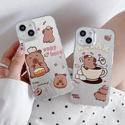 Laser-Braunbär-Silikonhülle für Xiaomi Redmi Note 12 11 Samsung A54 A24 A14 Oppo A78 A58 A38 Tecno Spark 10 Pro Funda Painted Cover Weicher TPU-Stoßfänger