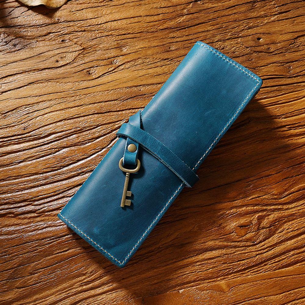 Tie Rope Genuine Leather Pencil Case Nature Cowhide Pen Protection Bag  Student Gift
