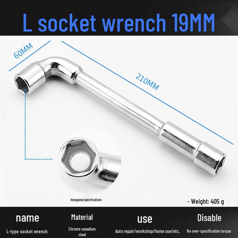L-Shaped Hex Socket Wrench Set with Double-Ended Elbow and Perforated Pipe Wrench.