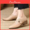 Heel Single Wedge Shoes Womens 2025 Autumn New Pointed Comfortable Soft Sole Mary Jane Shoes Small Leather Shoes One Pedal Mother Shoes