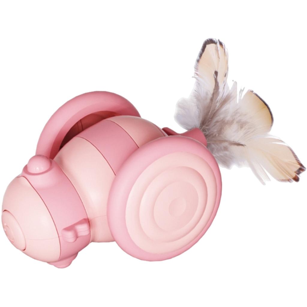 Moving Feather Toy for Pet Cat Feather Play and Catch Cartoon Bee Shaped Feather Toy Moving Play-Catch Vehicle Toy