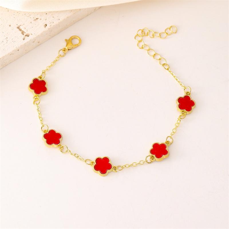 

Новий дизайн Золотий колір П ятипелюсткова Квітка Браслет для Жінок Вишуканий Цвітіння Сливи Ланцюжок Браслет Дівчина Легка Розкіш Ювелірні вироби