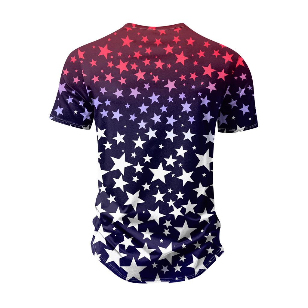 Summer Men's Popular T-shirt Printed V-neck Short Sleeved T-shirts
