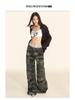 Women's American Camouflage Straight Cargo Pants - 2025 Spring/Autumn Collection, High-Waist Loose Fit Wide Leg.