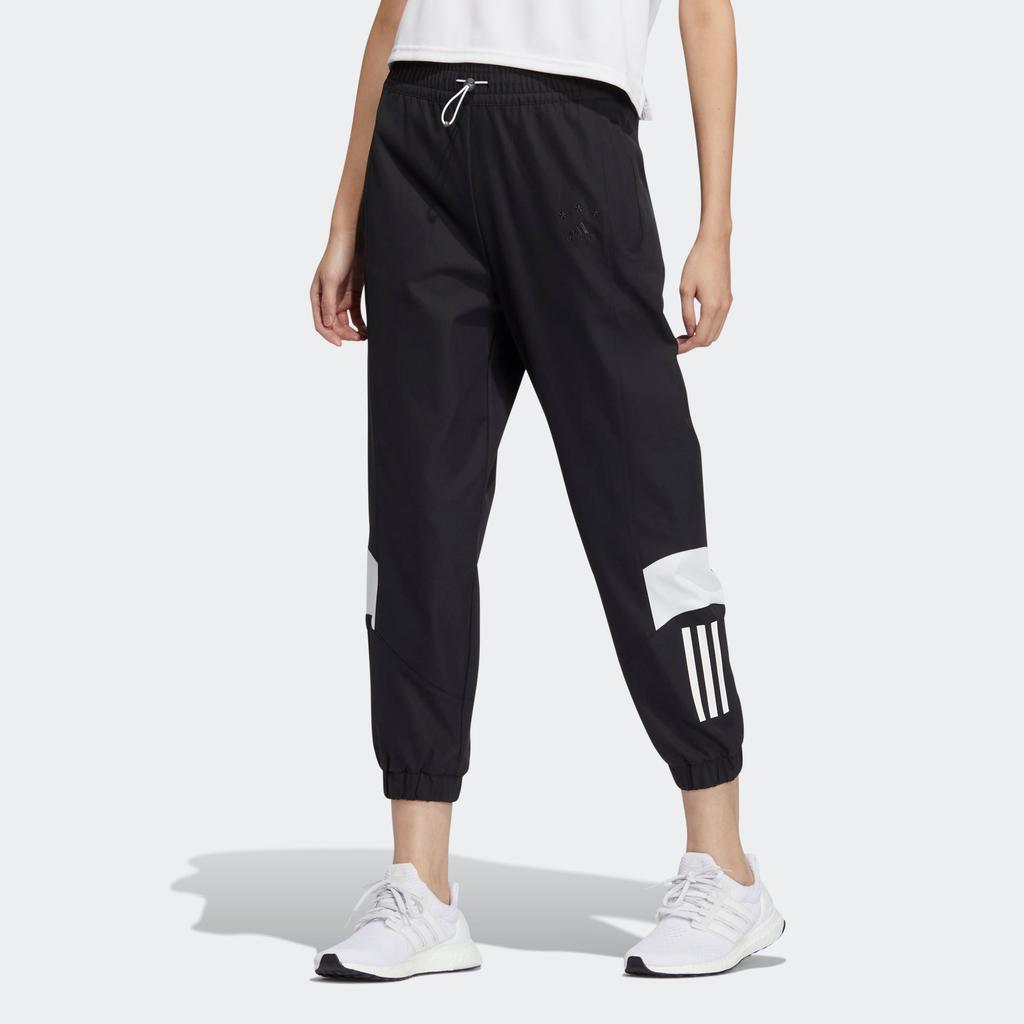 Adidas Color-Block Print Drawstring Joggers Women Bottoms Black HY2836