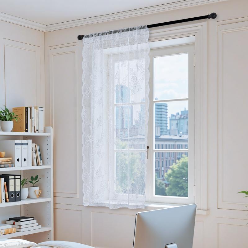 New Romantic Semi-Transparent Chiffon Lace Curtains Country-Style for Balcony Bay Window Office Home Decor Leisure Theme