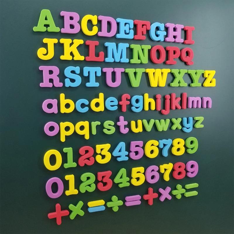 Magnetická písmena Čísla Abeceda ABC 123 Magnety na ledničku Plastová sada výukových hraček pro předškolní děti Matematika s velkými písmeny