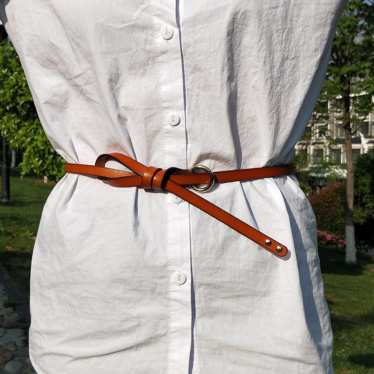 Cowhide Belt Women'S Leather Decorative Dress Fine Simple Casual With Sweater Knotted Women'S Belt