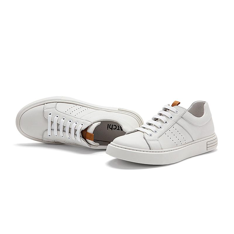 Classic White Leather Casual Sneakers Women Lightweight Breathable Low Top Lace Up Walking Shoes Platform Fashion Footwear
